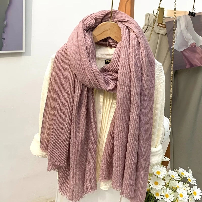 Women's Minimalist Solid Color Cotton And Linen Scarf