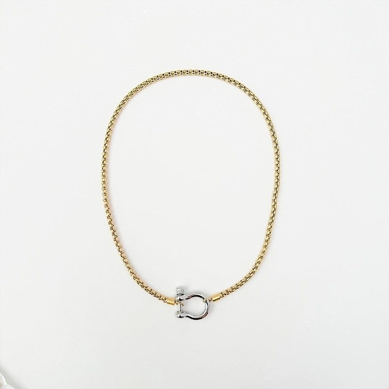 Retro Solid Color Titanium Steel Zircon 18K Gold Plated Plating Inlay Pendant Necklace