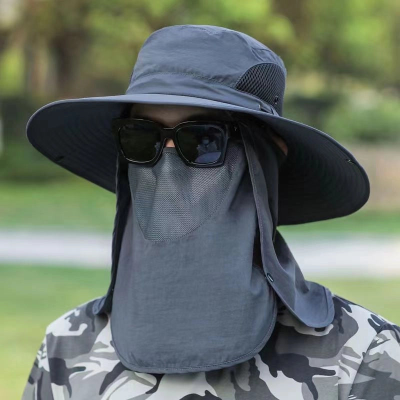 Fisherman Hat Men's Summer UV Protection Outdoor Travel Sun Hat Fishing Face Cover Sun Hat Big Brim Sun Hat