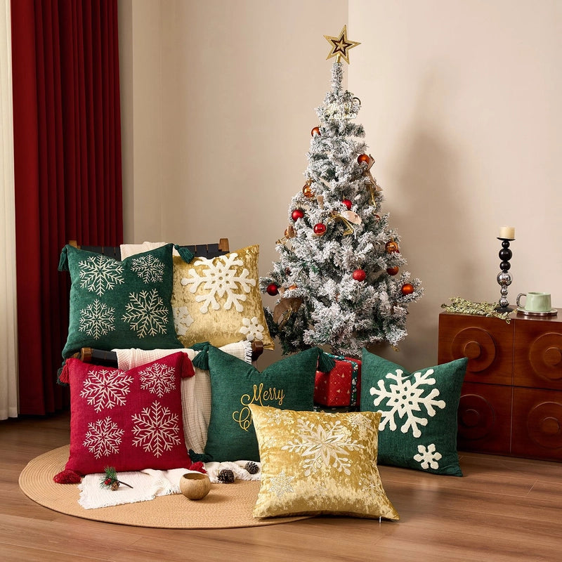 Minimalist Letter Snowflake Cotton Pillow Cases Couch & Sofa Decor