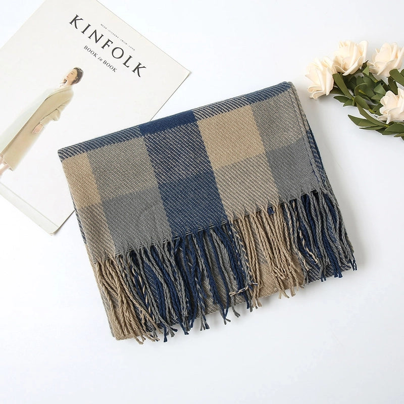 Women's Minimalist Classic Style Color Block Imitation Cashmere Scarf