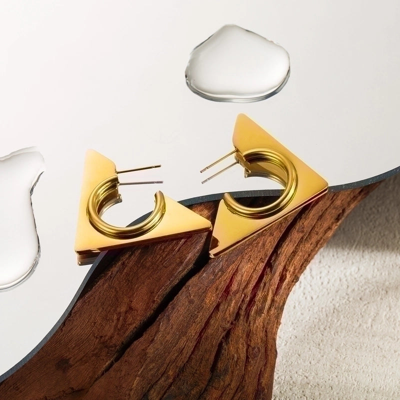 1 Pair Minimalist Solid Color Plating Stainless Steel 18k Gold Plated Ear Studs