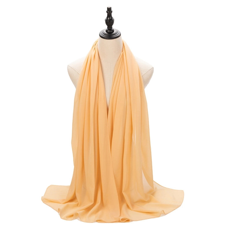 Hot Pearl Chiffon Yarn Muslim Women Hijab Silk Scarf Hui Turban Plain Long Scarf