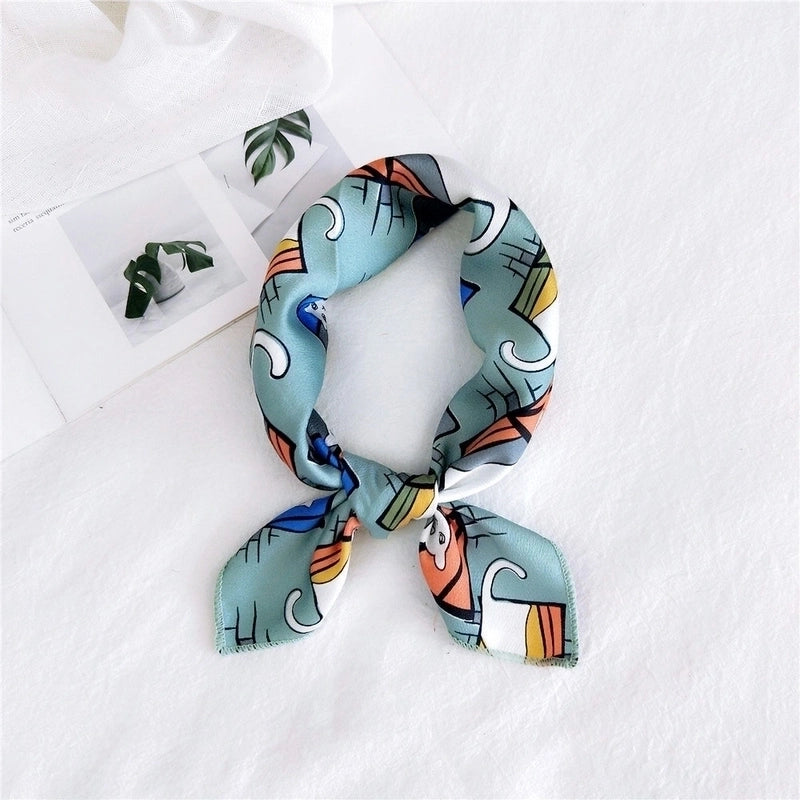 Women's Sweet Color Block Polyester Printing Silk Scarves