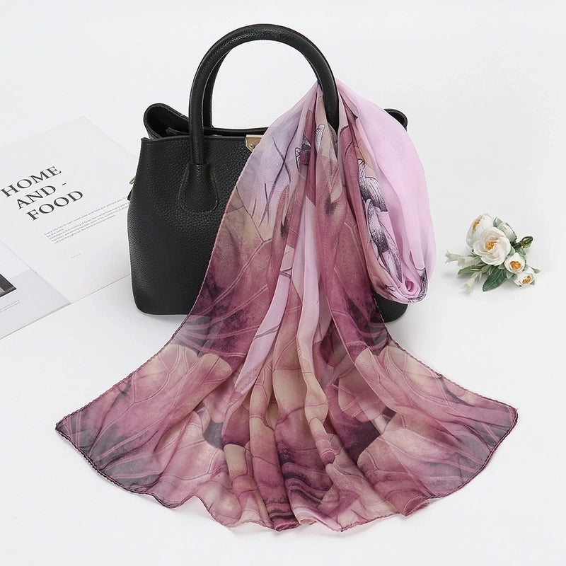 Women's Elegant Lady Lotus Chiffon Silk Scarf