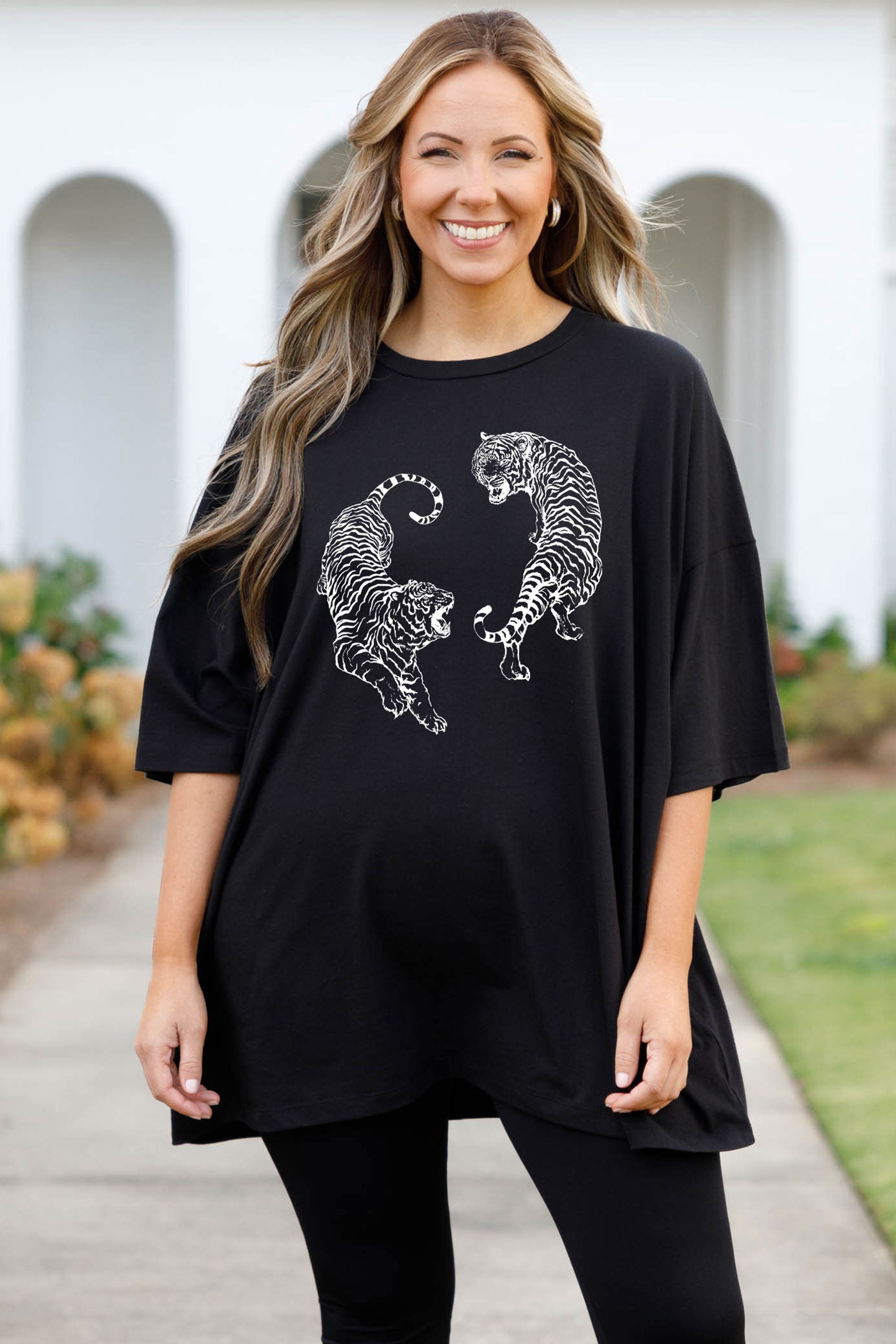 Roar Loudly Boyfriend Tee. Black