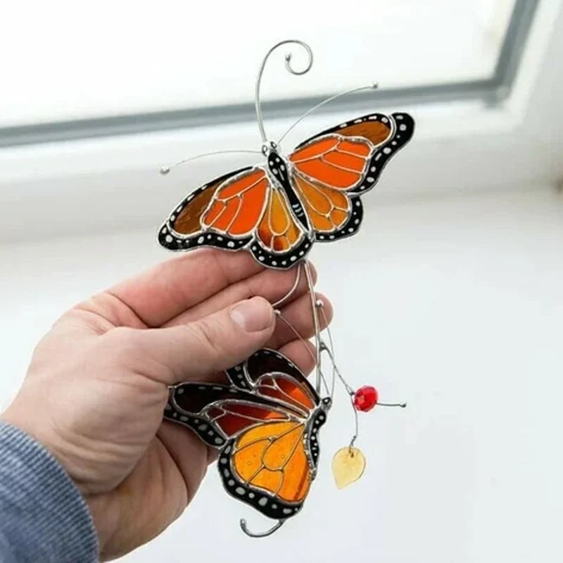 🔥🔥🔥Stained Monarch Butterfly Glass Window Decor