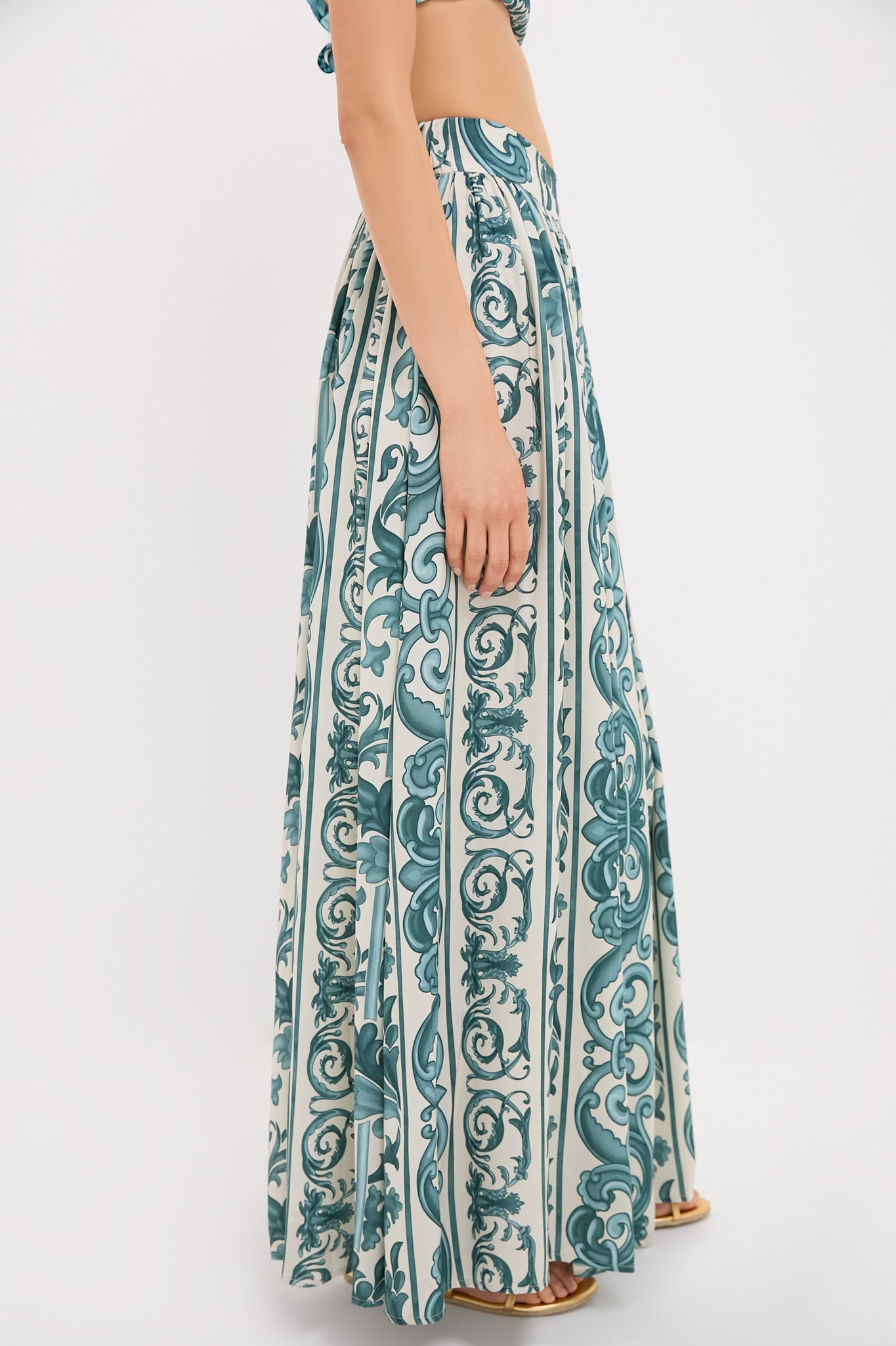 Blue Hera Side-Slit Long Skirt