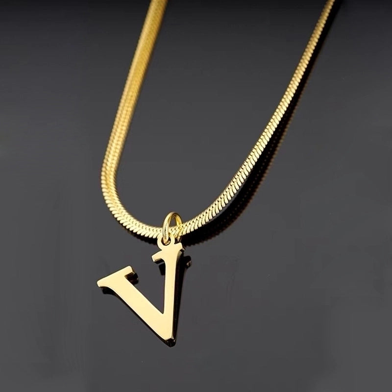 Minimalist Letter Titanium Steel Plating Necklace 1 Piece