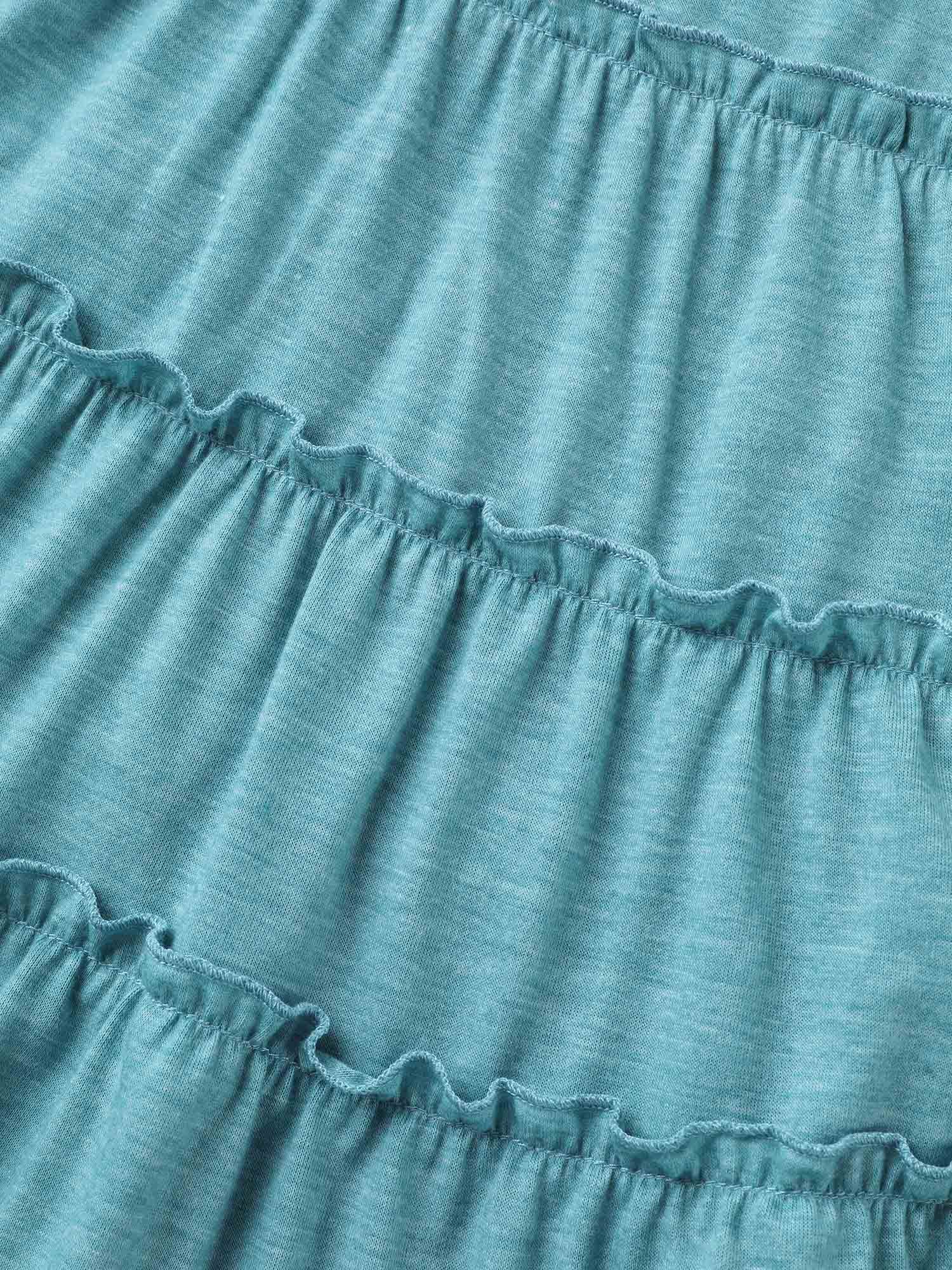 Tiered Petal Trim Crew Neck T-Shirt