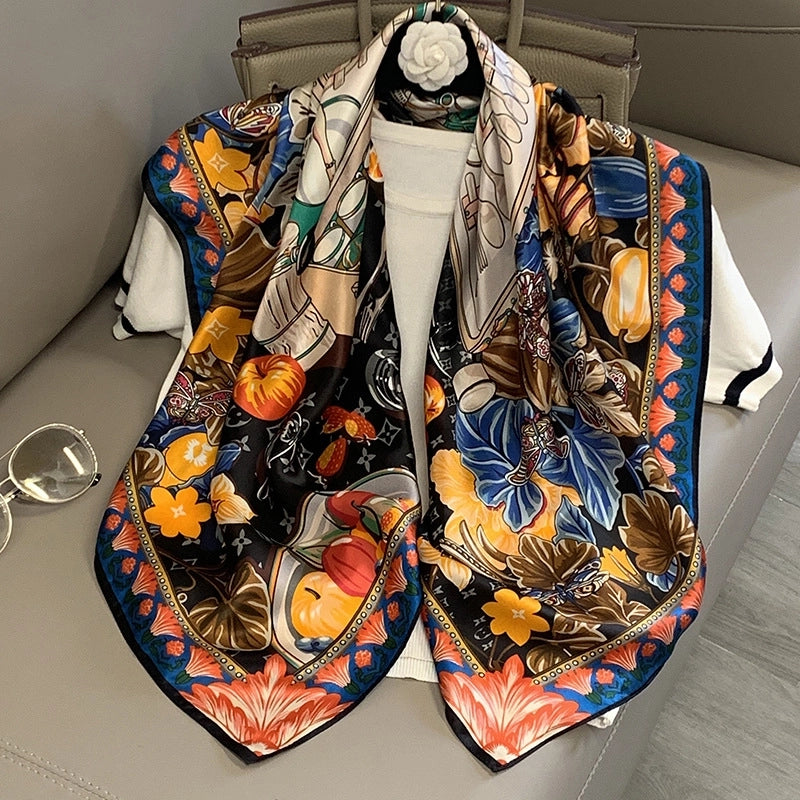 Women's Elegant Minimalist Printing Silk Printing Silk Scarf