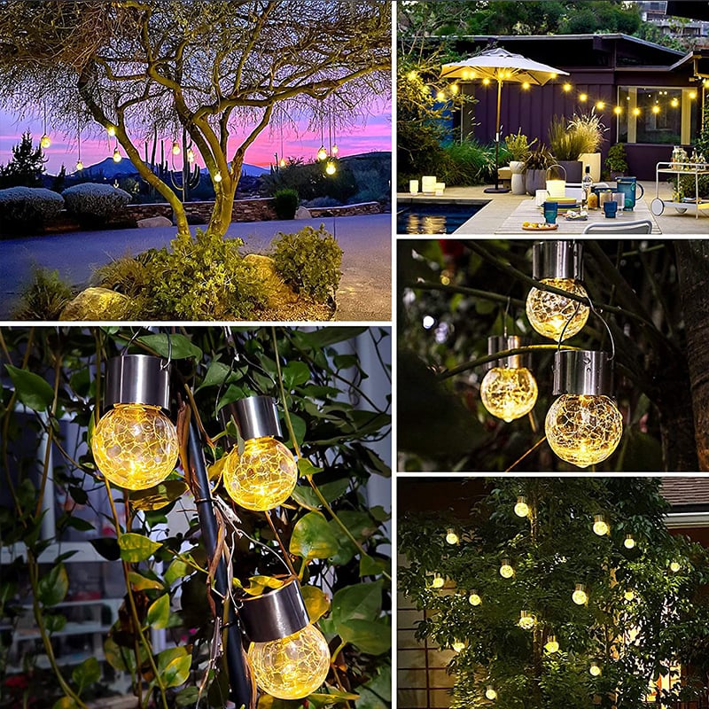 🔥🔥🔥Multicolor Crackle Glass Hanging Solar Lights