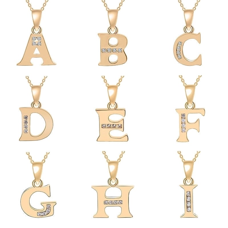 Minimalist Letter Copper Plating Inlay Zircon Pendant Necklace
