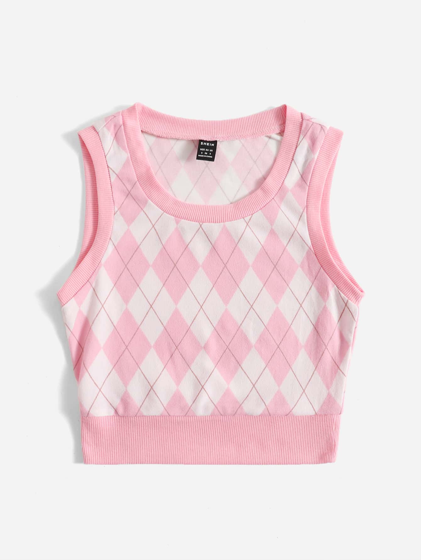 Qutie Argyle Print Tank Top