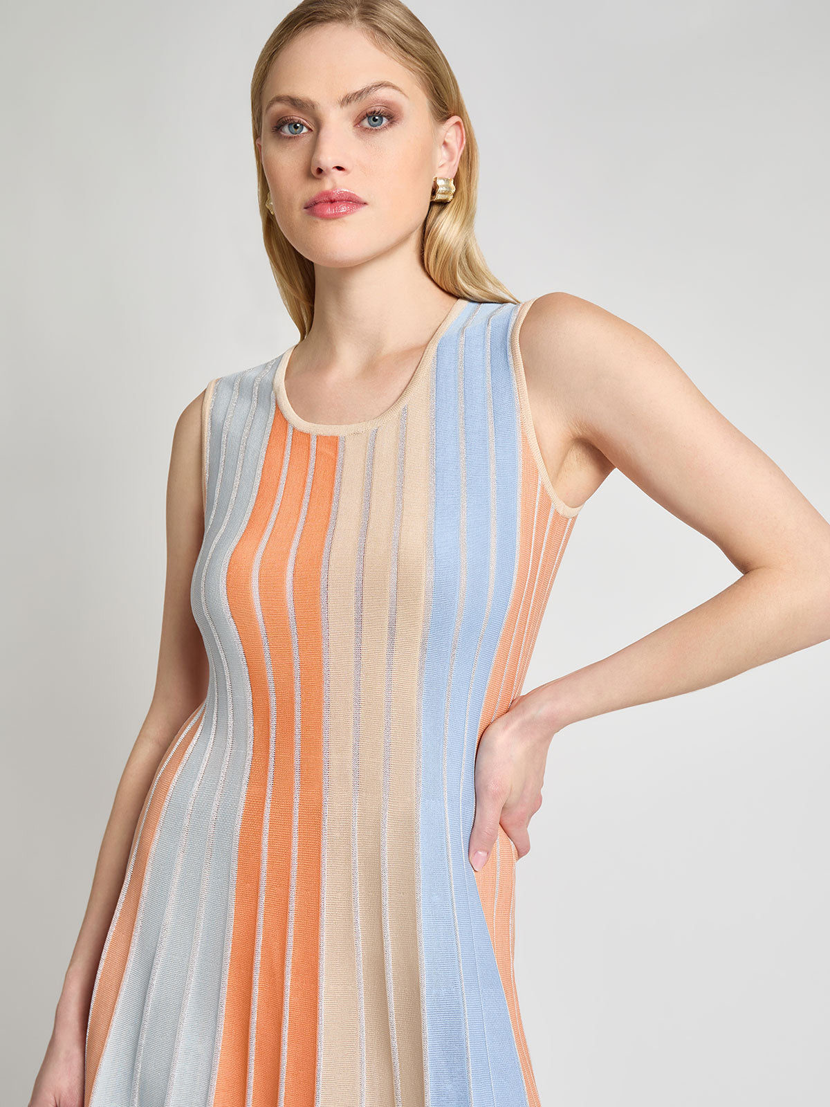 A-Line Lurex Multi-Stripe Knit Maxi Dress - Modern Fit