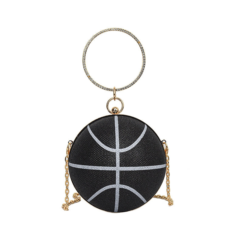 Women's Cloth Basketball Streetwear Round Lock Clasp Circle Bag Handbag Crossbody Bag