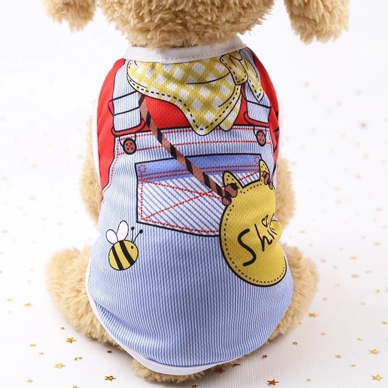 Cartoon Thin Fake Suspenders Vest Pet Dog Clothes 1 Pieces