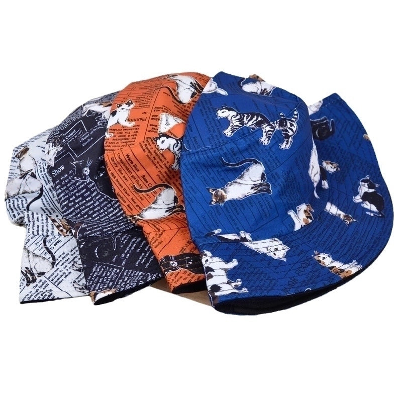 Women's Cute Cat Big Eaves Bucket Hat