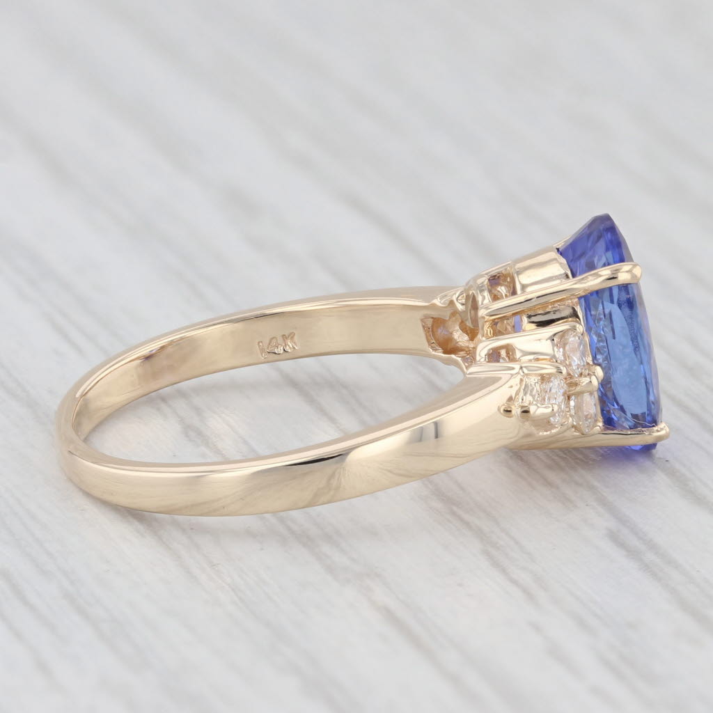 3.18ctw Tanzanite Oval Diamond 14k Yellow Gold Size 7 Ring