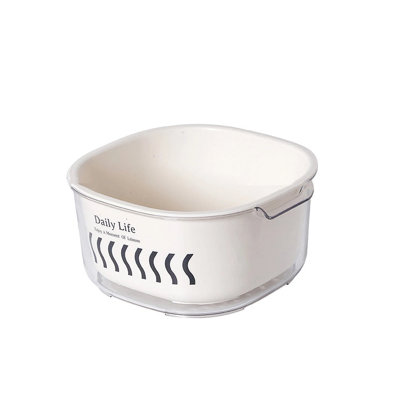 Vegetable Washing Basket Style Cream White Household Kitchen Fruit And Vegetable Basket Thickened Double-layer Fruit Storage Filter Basket Drain Basket