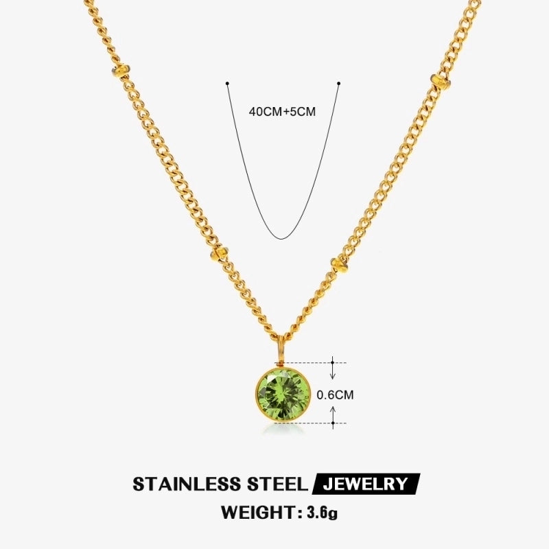 316 Stainless Steel  18K Gold Plated Minimalist Classic Style Plating Inlay Solid Color Artificial Rhinestones Pendant Necklace