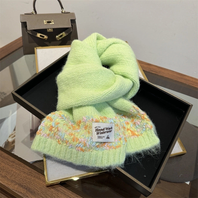 Women's Cute Lady Letter Solid Color Knit Scarf