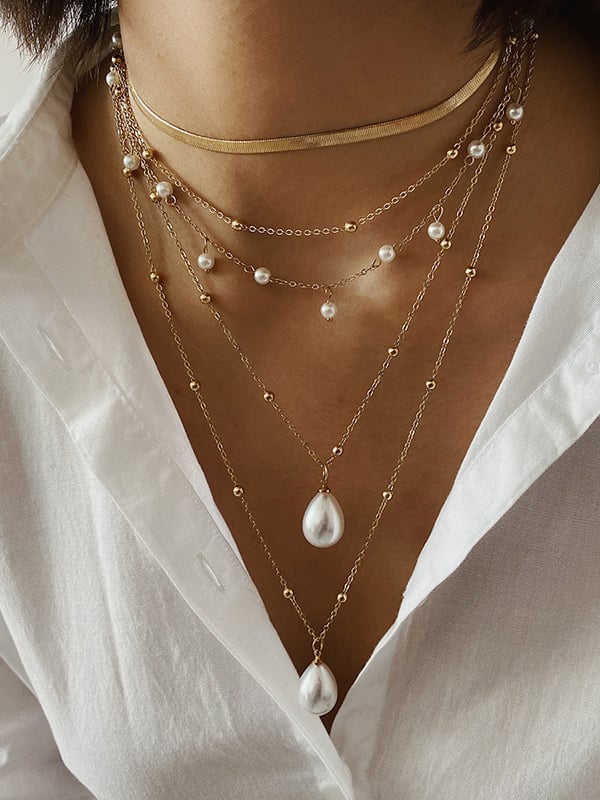 Vintage Statement Geometric Chains Necklace
