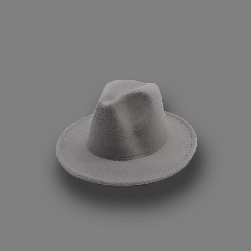 Autumn And Winter New Woolen Top Hat For Men And Women Couple Hat Big Brim Straight Hat Fashion Jazz Hat