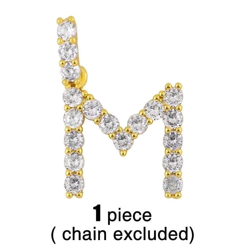 Copper Tennis Chain Inlaid Zircon Letter Necklace