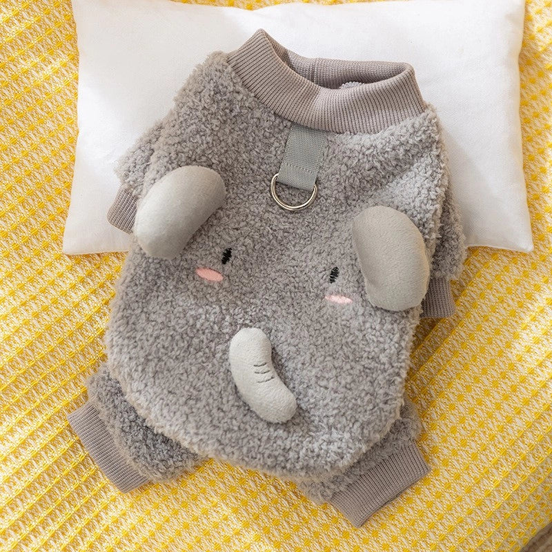 Cute Flannel Animal Solid Color Pet Clothing