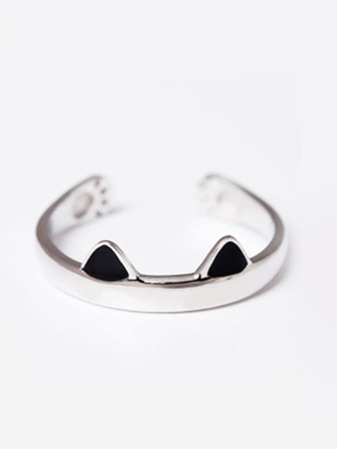 Ladies Fashionable And Personalized Geometric Cat Multi-Element Design Open Ring