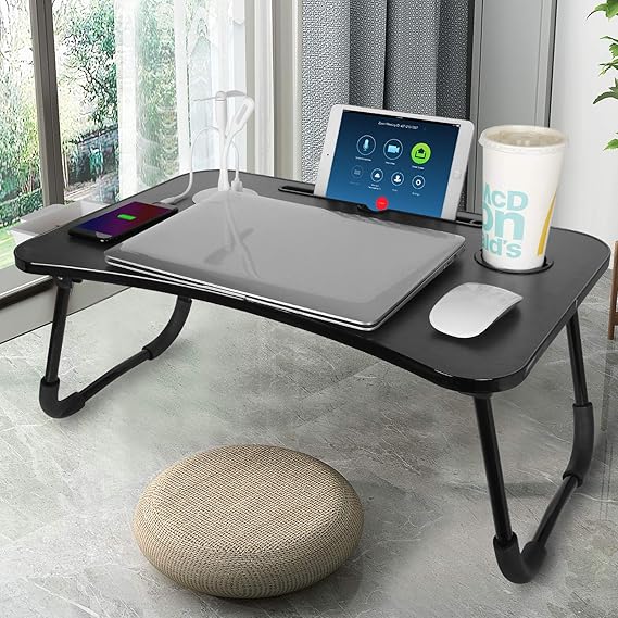 Laptop Bed Desk with USB Port.Lap Desk with Fanand Lamp