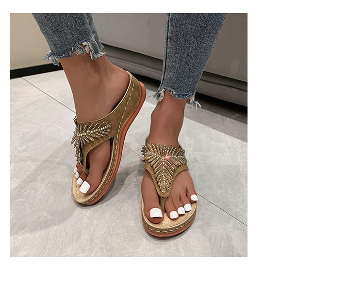 🔥2023 Women Casual Orthopedic Sandals. Crystal Rome Fashion Clip Toe Slippers