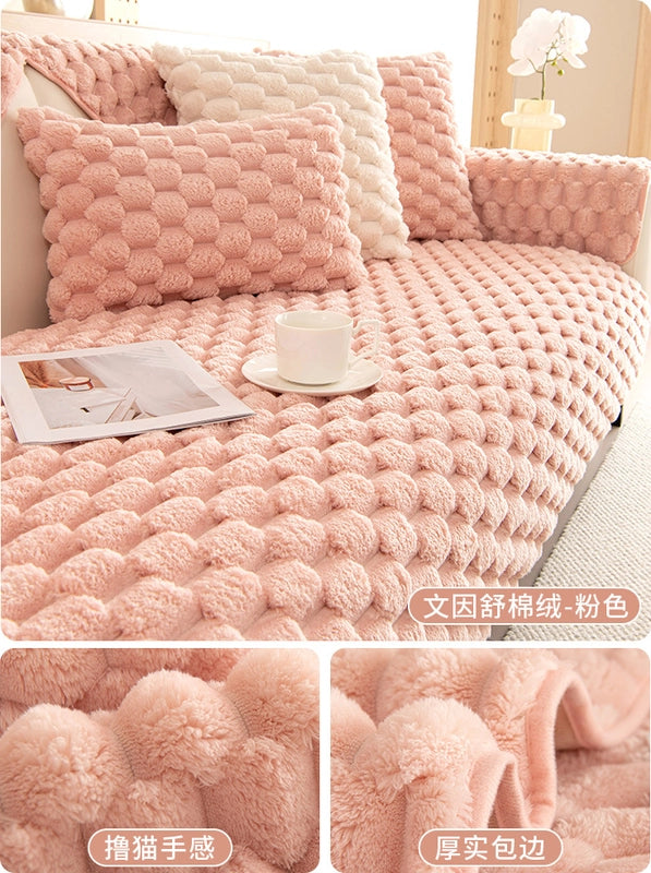 Winter Thick Warm Plush Sofa Cushion New  Simple Non-slip Cushion Winter Cover Cloth