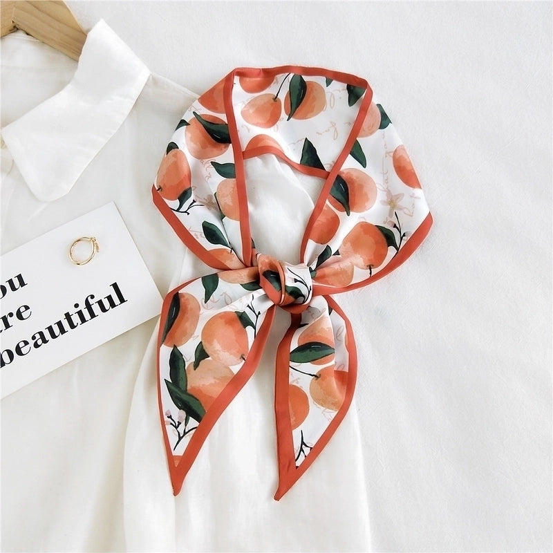 Fruit Printing Ribbon Silk Scarf