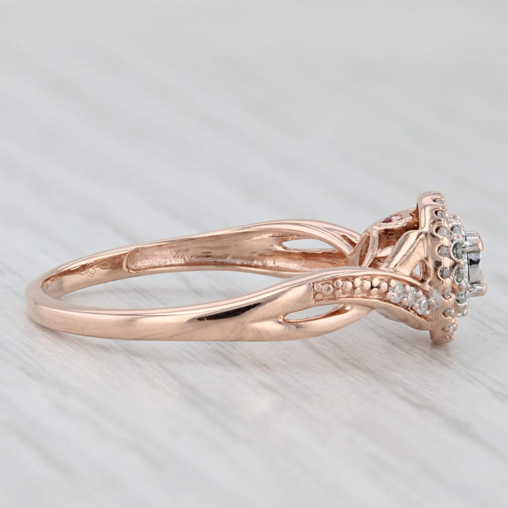 0.17ctw Diamond Halo Engagement Ring 10k Rose Gold Size 8.5