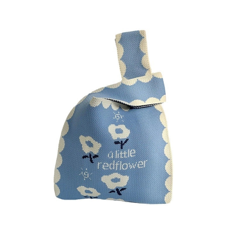 Knitted Bag Tote Bag Women's New Fashion Casual Flower Handbag Vest Bag Casual Bag Fashion