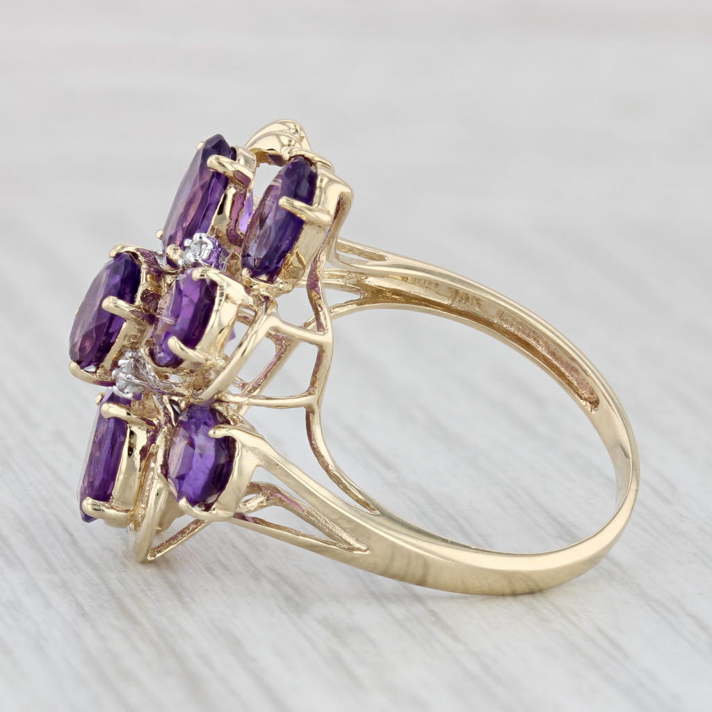 6.23ctw Amethyst Diamond Cluster Ring 14k Yellow Gold Size 9 Cocktail