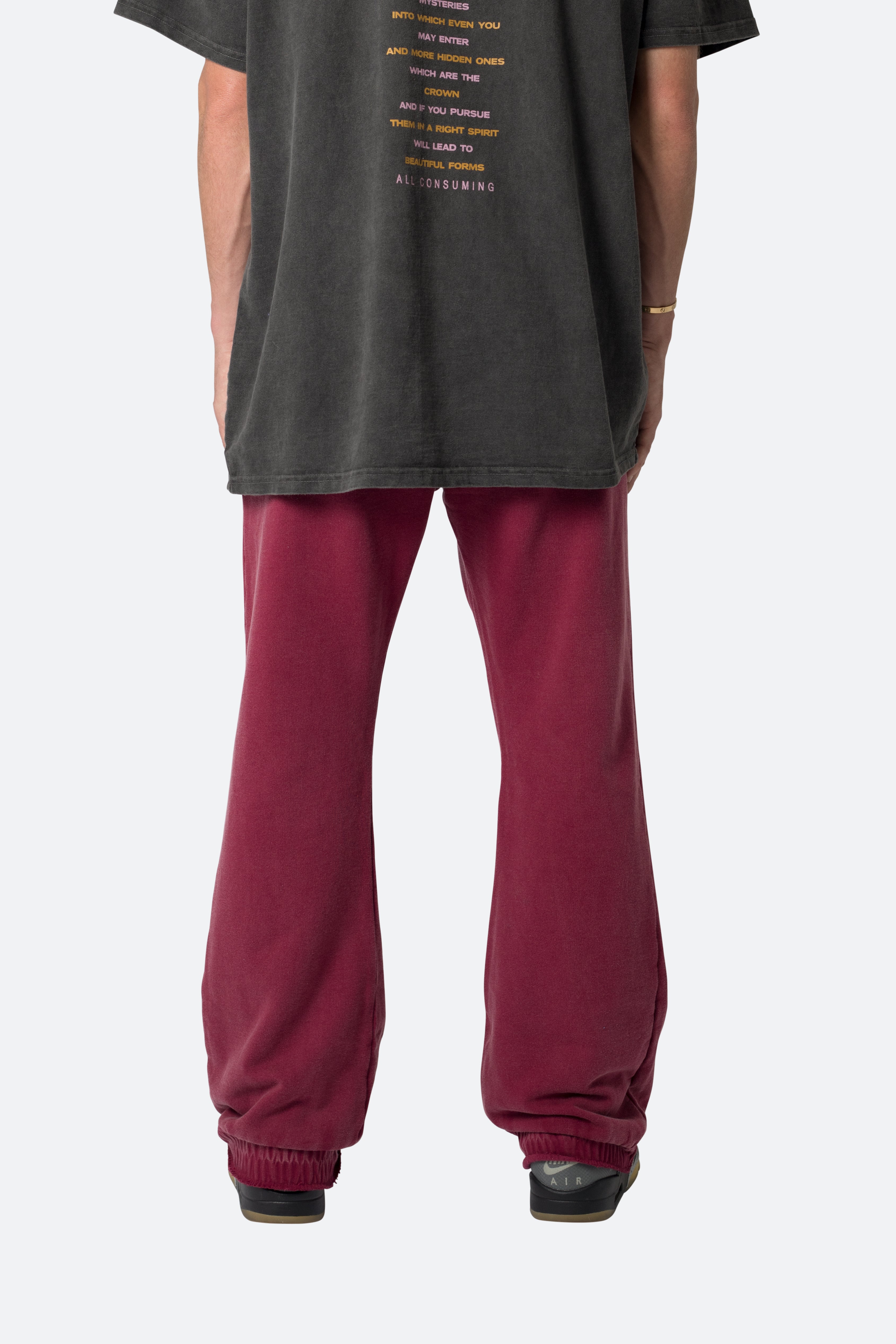 Washed Flare Sweatpants - Magenta