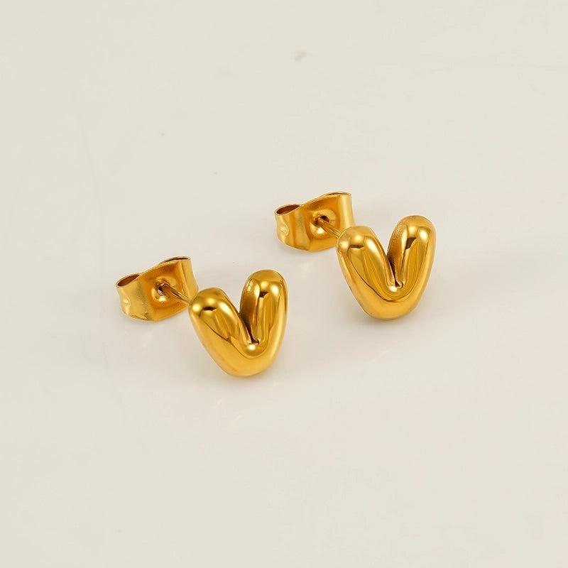 1 Piece Minimalist Classic Style Letter Plating 304 Stainless Steel 18K Gold Plated Ear Studs