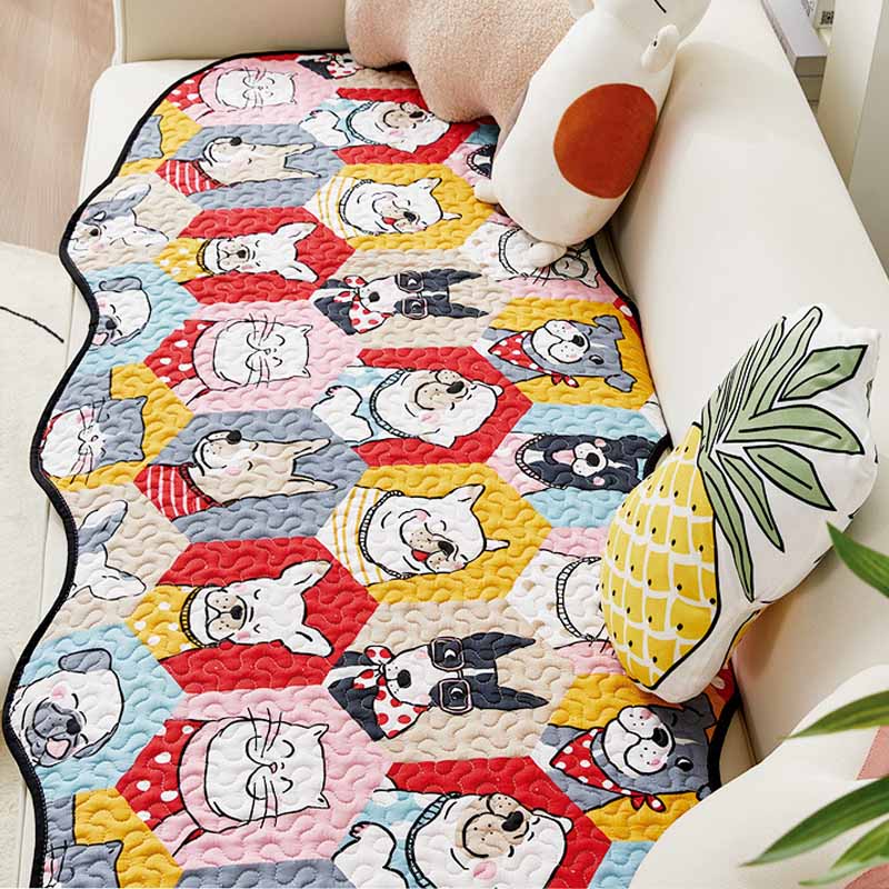 Funny Cotton Protective Couch Cover - Dog & Cat Puzzle