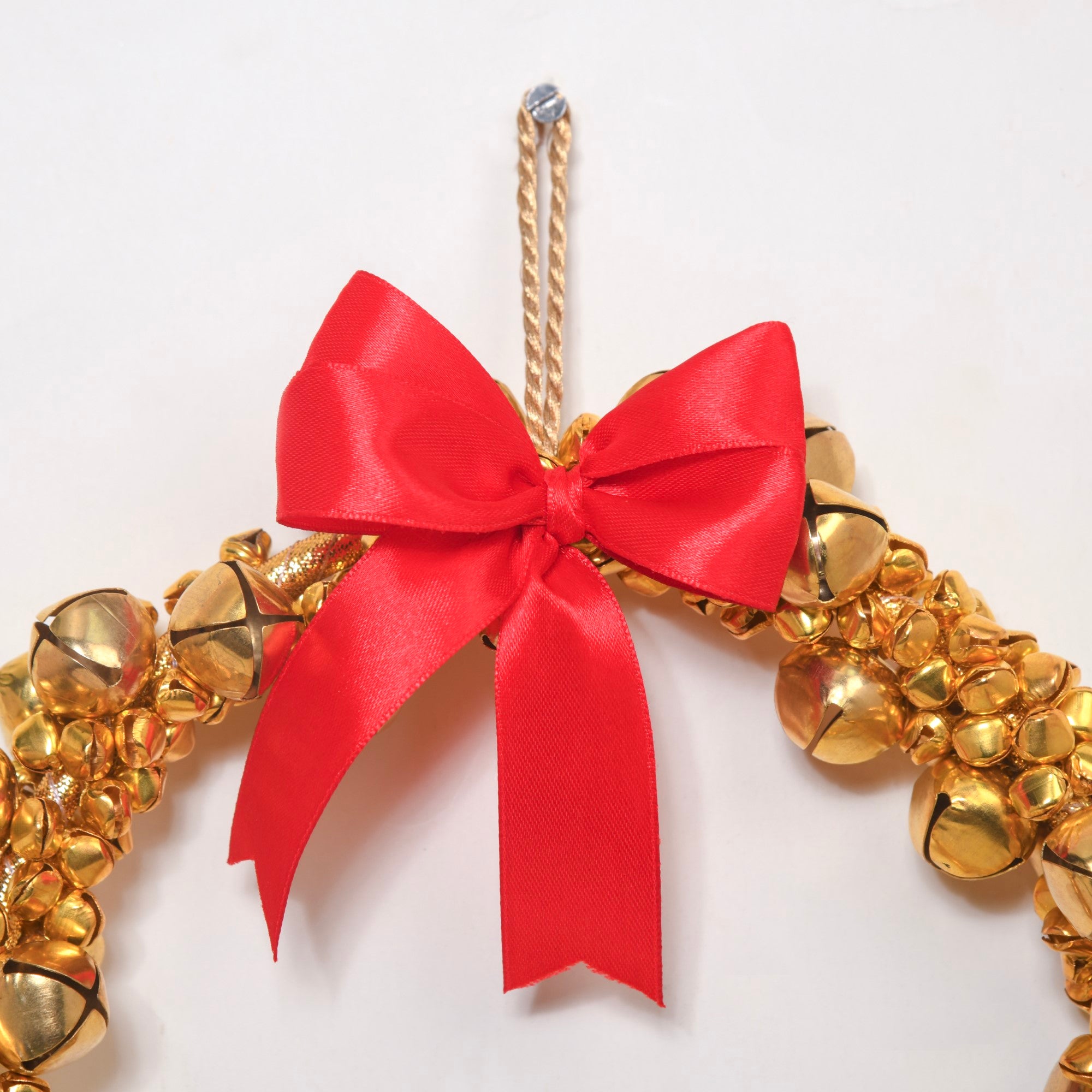 Gold Wreath With Bells 8 Inch