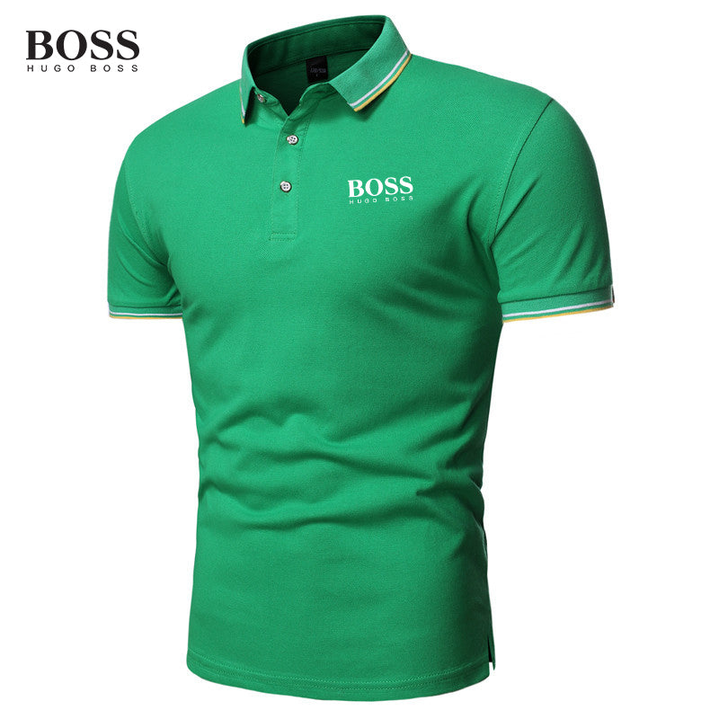 BOSS Men-s Button Stand Collar Short Sleeve Polo Shirts