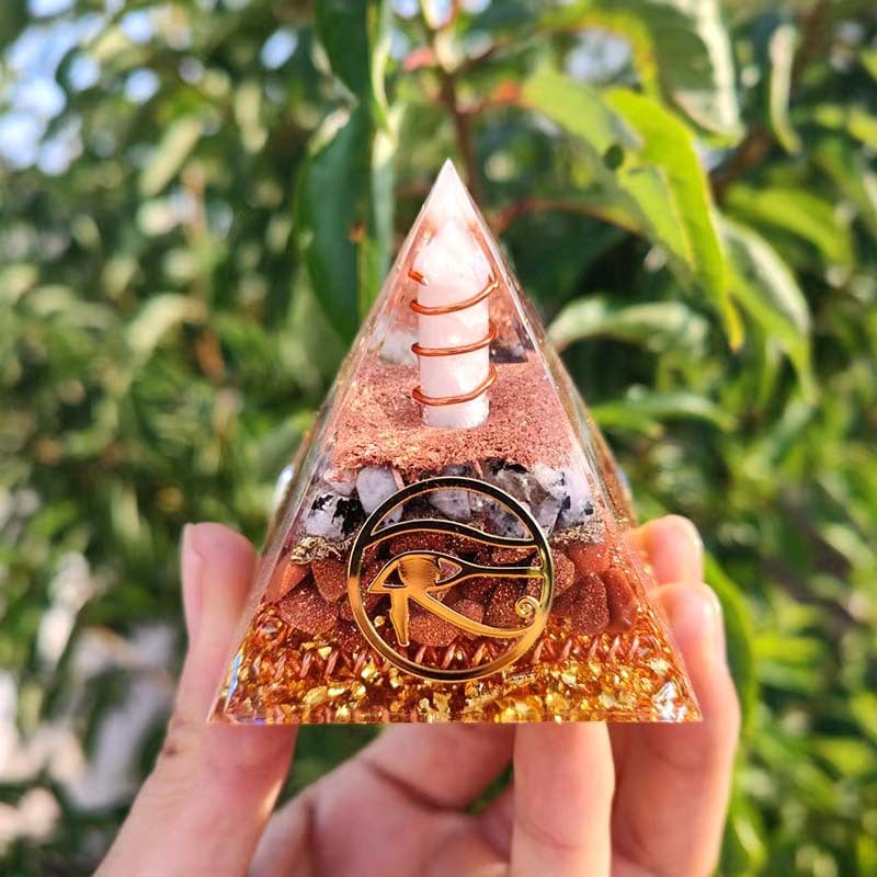 Orgone Pyramid. Small Healing Crystal Pyramid Porstive Energy Generator.  Resist Stress. Bring Good Luck and Wealth