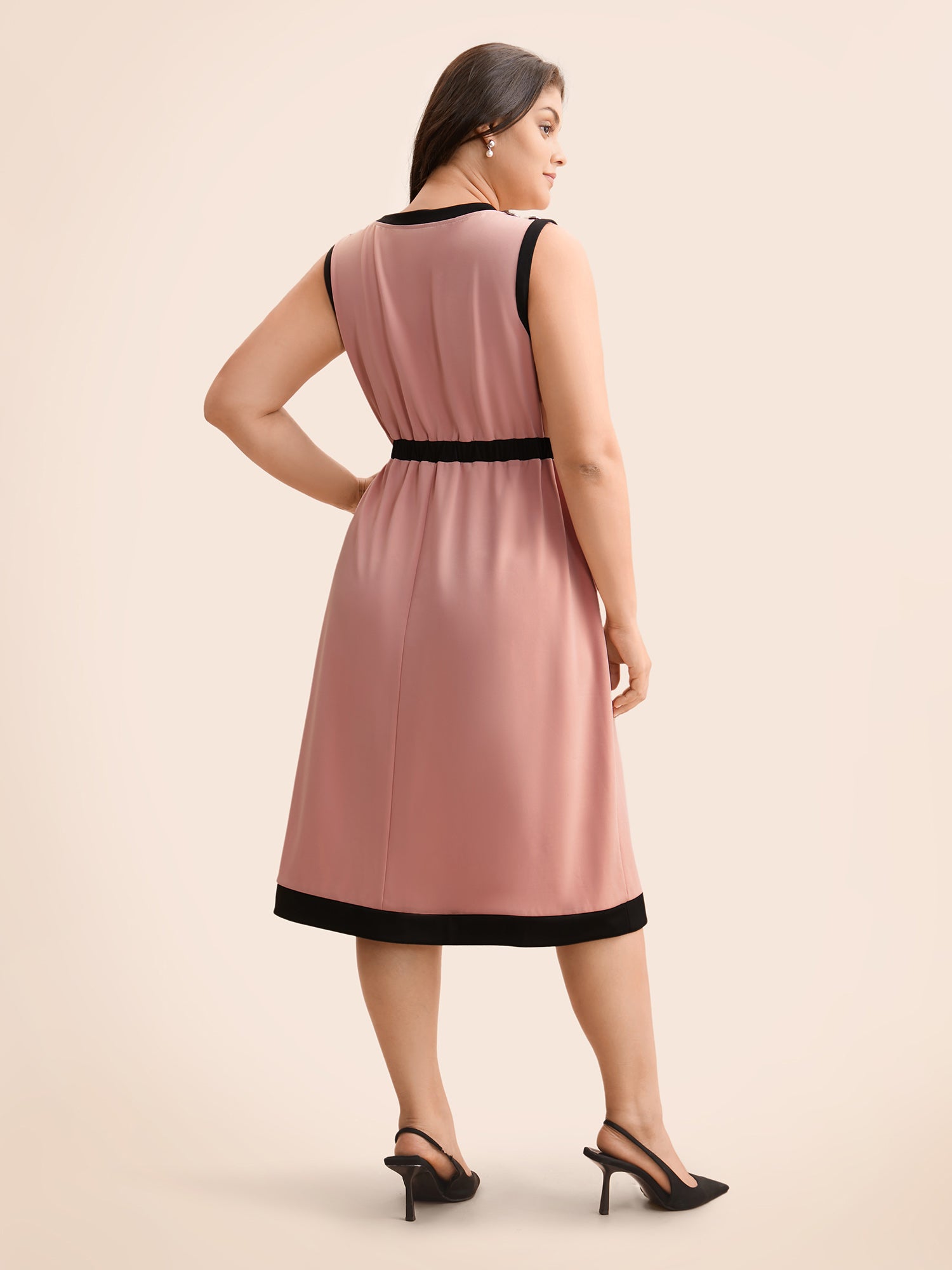 Contrast Button Detail Tank Dress