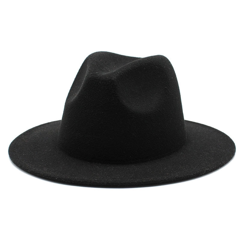 Solid Color Jazz Hat British Style Retro Woolen Hat Adult Embroidery Logo Felt Hat