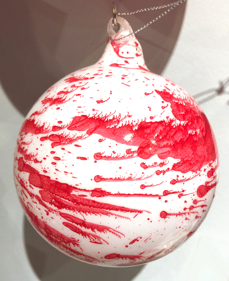 Jim Marvin Peppermint Bark Glass Ball Ornaments