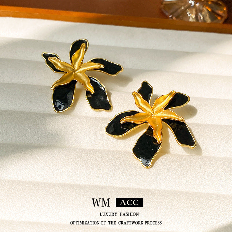 Mid-century Modern Stripe Geometric Alloy Diamond Inlay Earrings