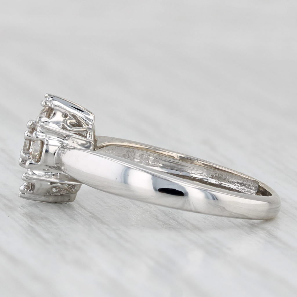 Diamond Cluster Engagement Ring 14k White Gold Size 5.5