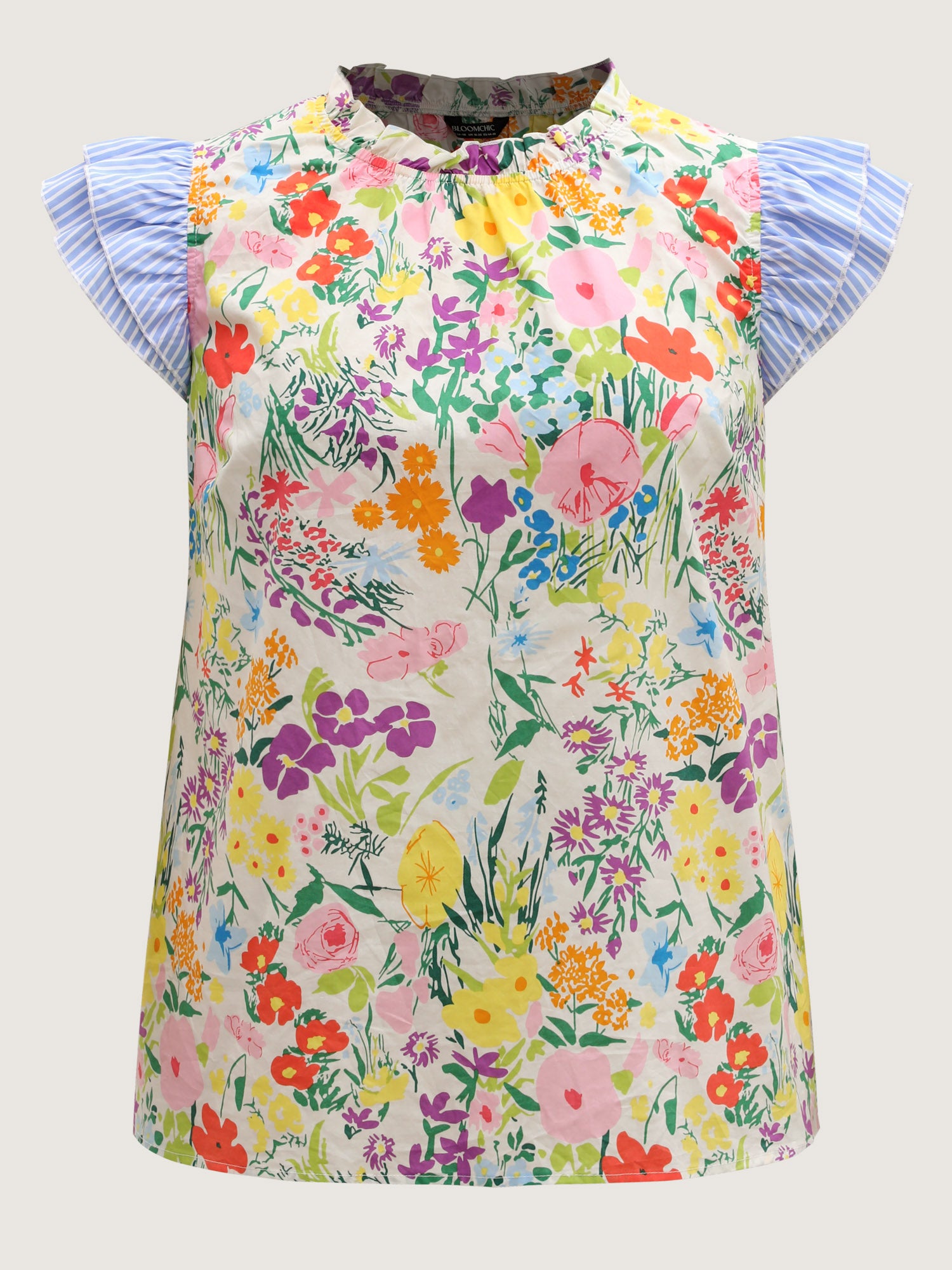 Pure Cotton Floral Turtleneck Blouse